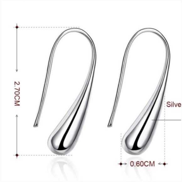 925 Silver Water Drop Earrings - Picture 11 of 11
